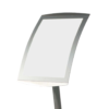 Close view of silver free-standing A3 size sign holder