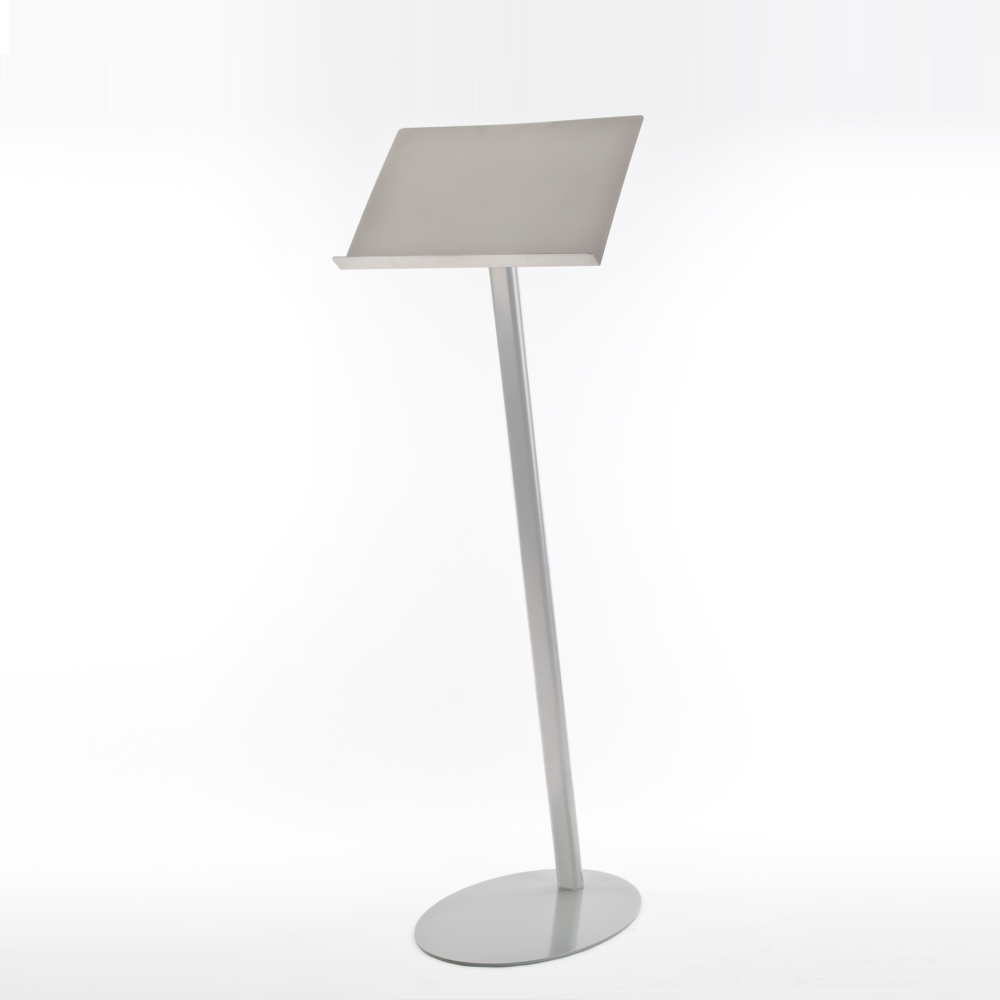 Silver finish lectern which compliments the free-standing Satellite collection
